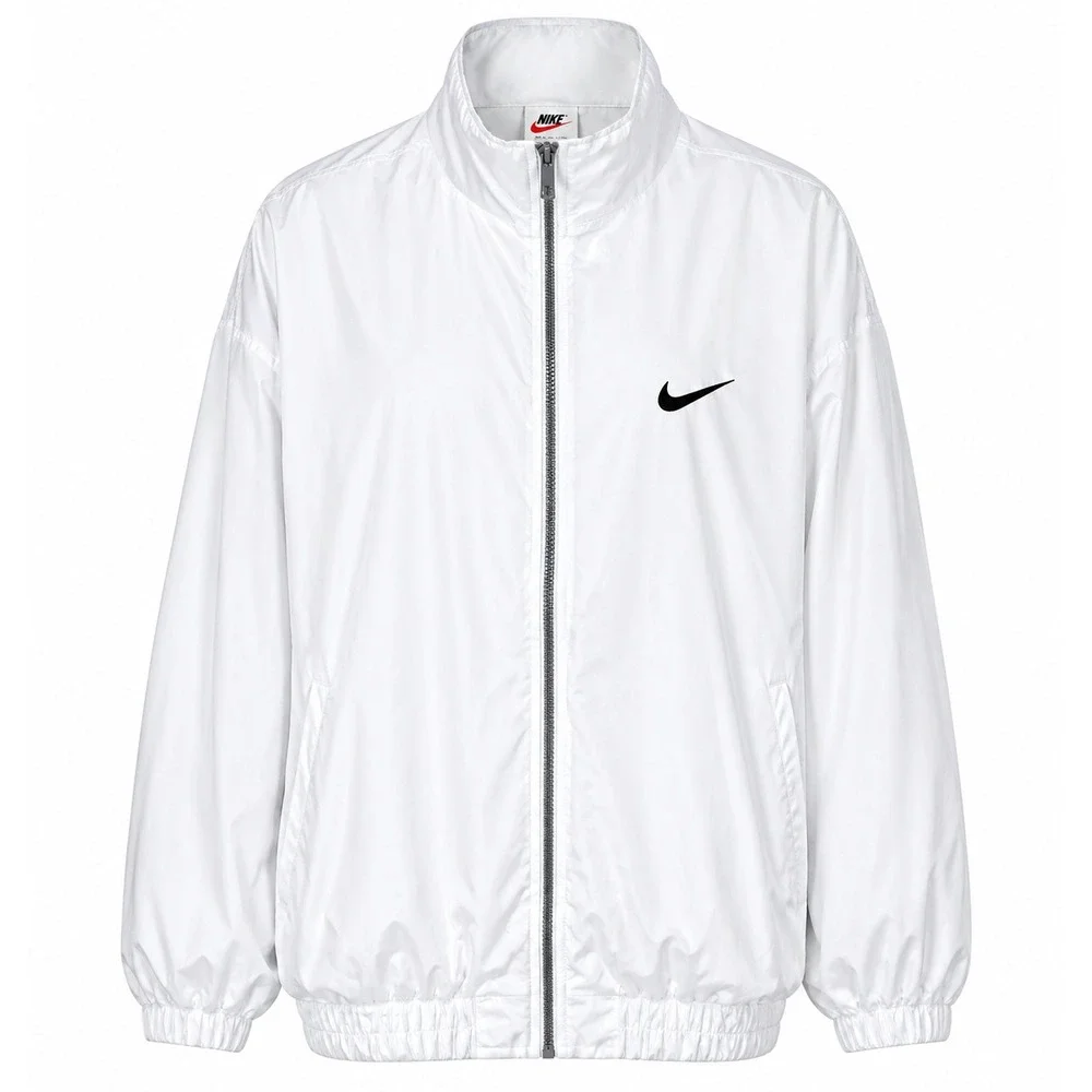 Nike Mens Medium Vintage Windbreaker Jacket White USA Swoosh 90s‎ Streetwear